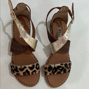 Myra Bag Leopard Print and Gold Sandals